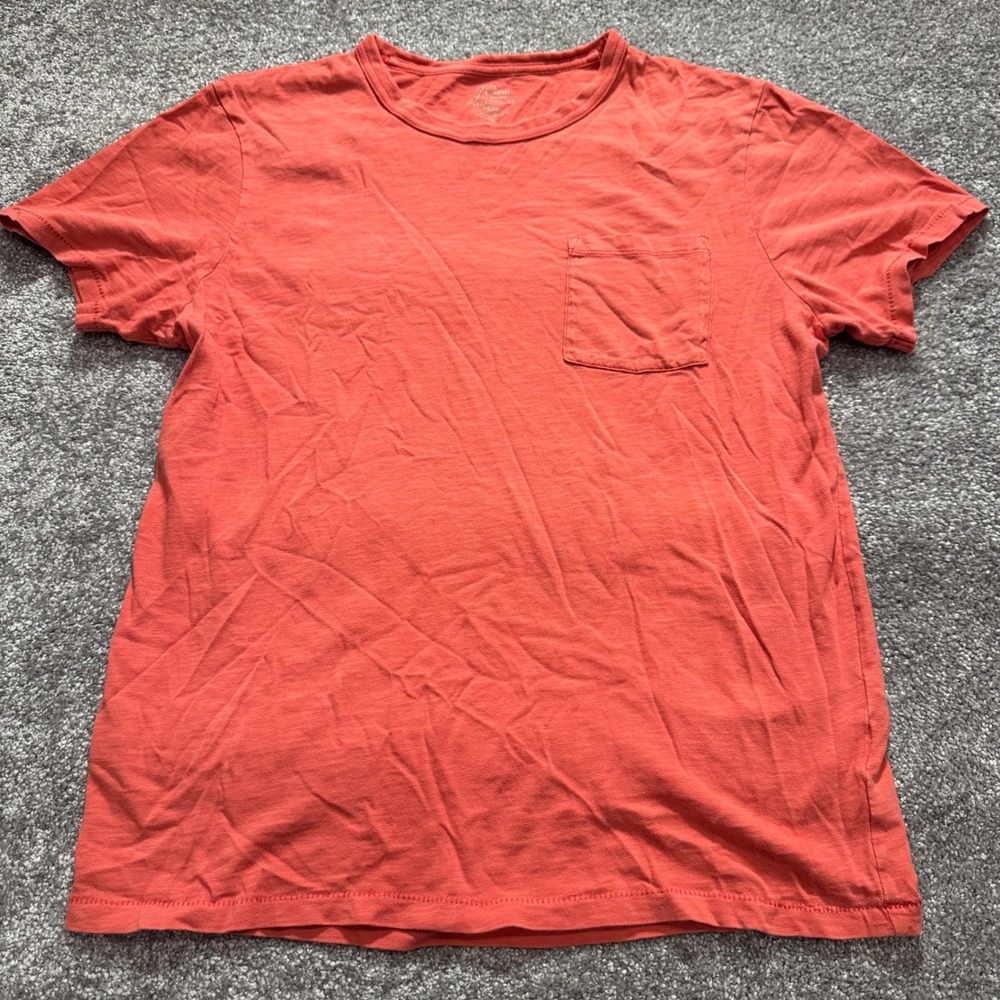 J Crew Shirt Men M Pink Solid Slub Cotton Casual Pocket Tee Short Sleeve Minimal